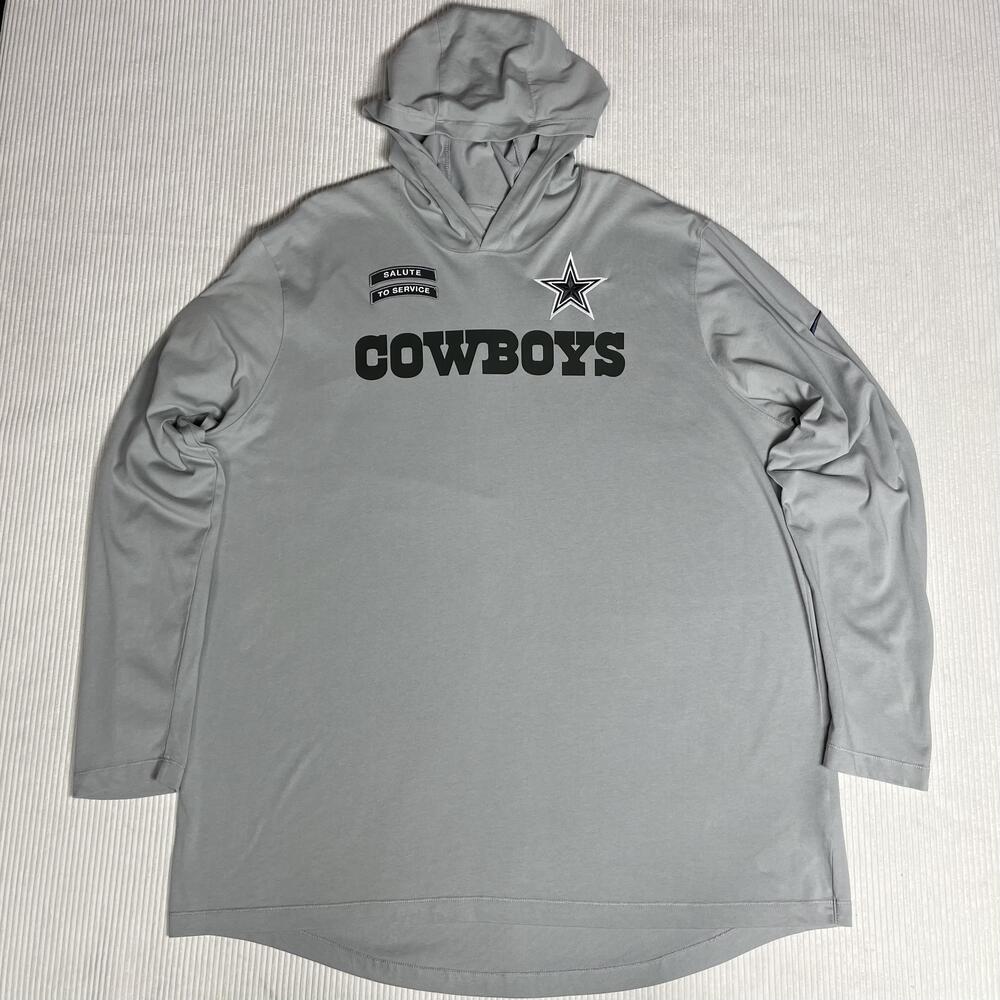 Dallas Cowboys Shirt Mens 2XL Gray NFL Football Hooded Salute To Service Nike